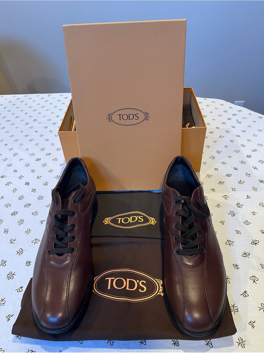 Tod's Mens Brown Leather Lace-Up Derby Sneakers